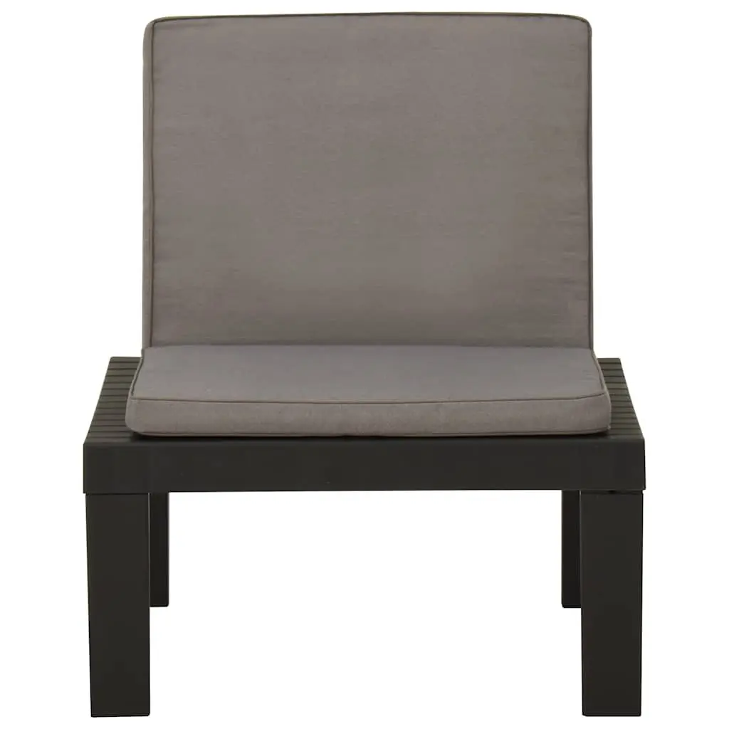Outdoor Lounge Chairs Set of 2 Grey Plastic Garden Seating with Cushions
