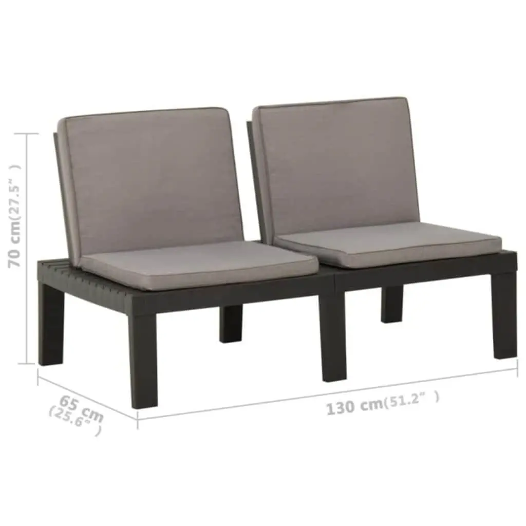 Outdoor Lounge Set Grey Cushions 3 Piece Table Bench
