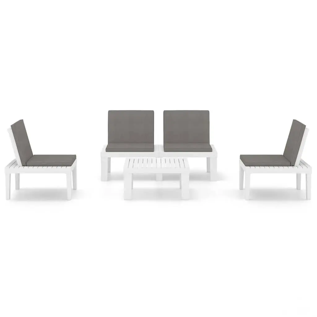 Garden Lounge Set Outdoor Furniture 4 Piece with Cushions Table White