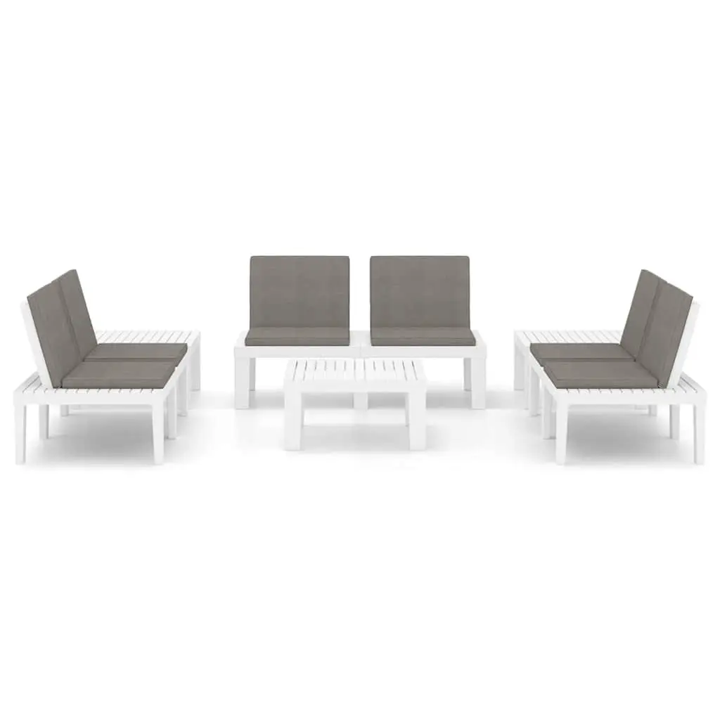 6 Piece Outdoor Lounge Set Garden Furniture Patio Seating White Plastic