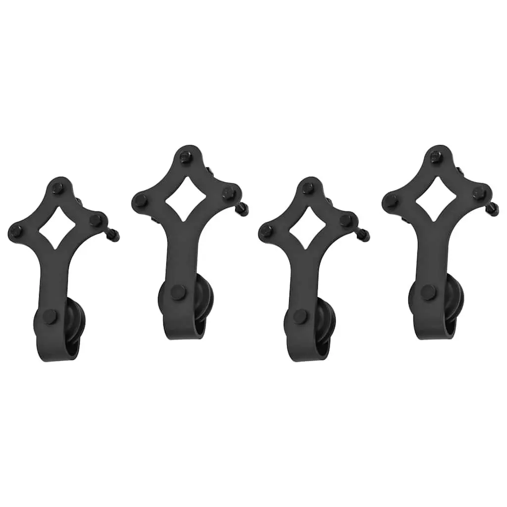 Sliding Door Hardware Kit Barn Door Set 183 cm Black Steel Track Rollers