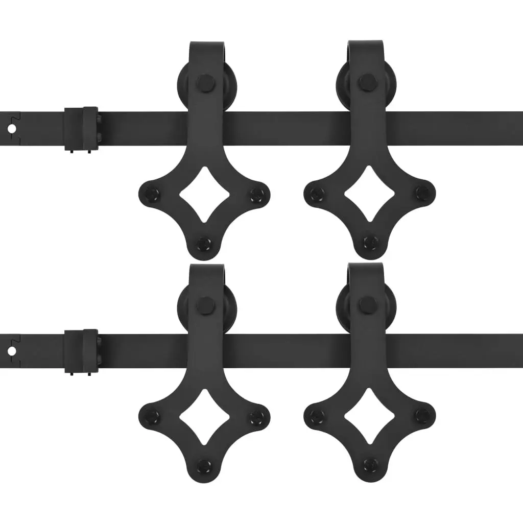 Sliding Door Hardware Kit Barn Door System 200cm Black 2 Piece