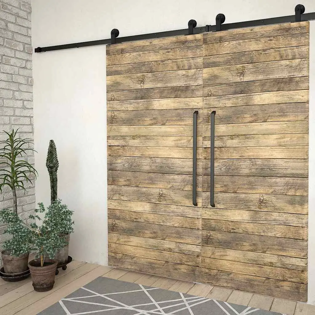 Sliding Door Hardware Kit Barn Door 183cm Steel Rail Track Roller Black