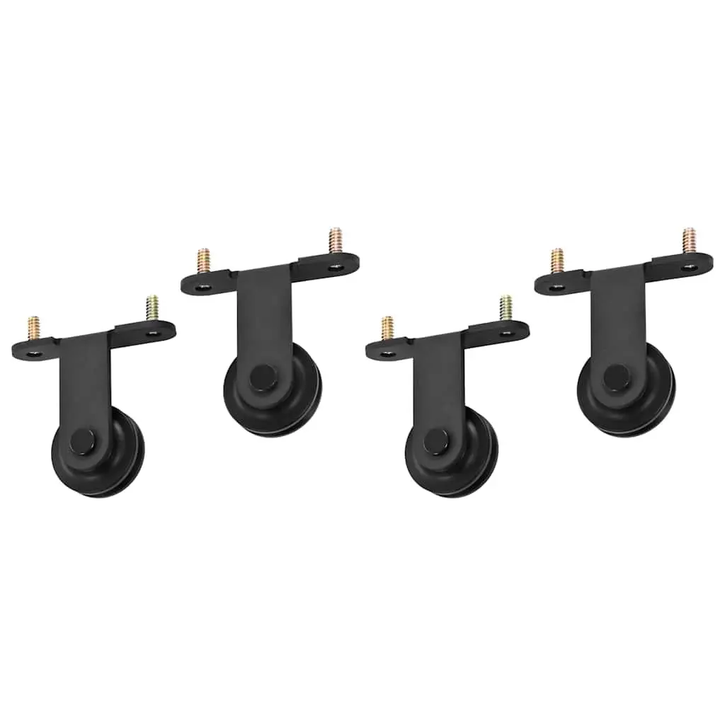 Sliding Door Hardware Kit Barn Door 183cm Steel Rail Track Roller Black