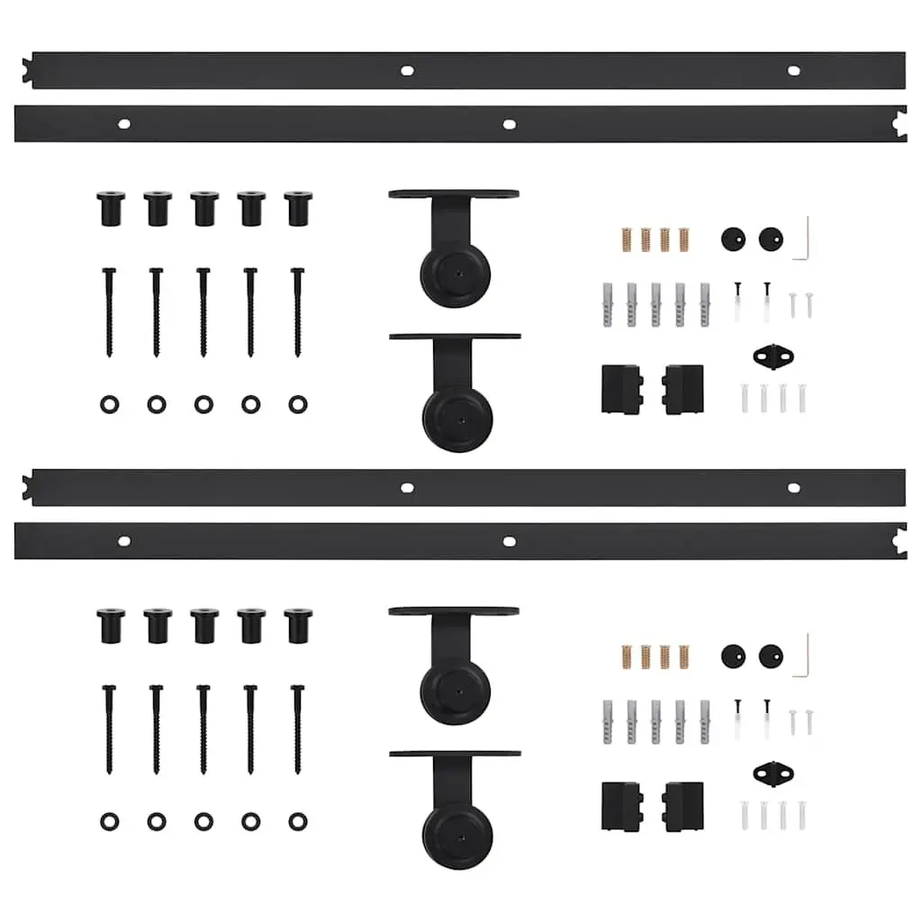 Sliding Door Hardware Kit Barn Door 183cm Steel Rail Track Roller Black