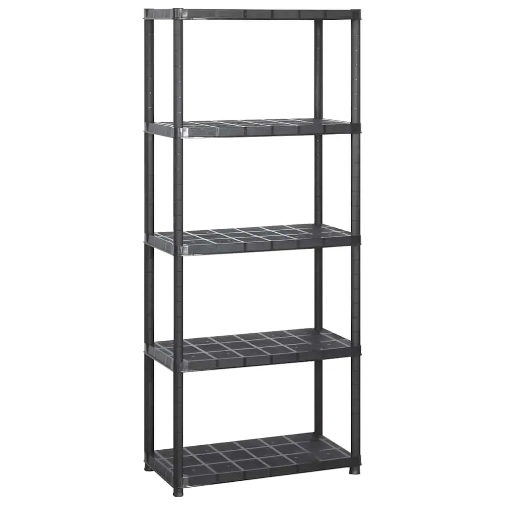 5 Tier Black Plastic Storage Shelf Compact Organizing Unit Bookshelf Display Rack