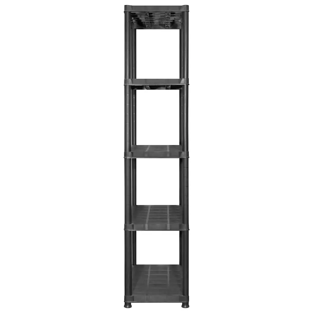 5 Tier Black Plastic Storage Shelf Compact Organizing Unit Bookshelf Display Rack