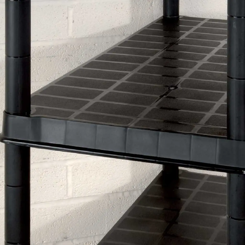 5-Tier Storage Shelf Black Plastic Shelving Unit Bookshelf Display Rack