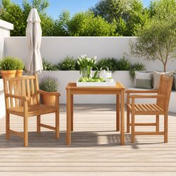 Reliable and Stylish 3 Piece Teak Wood Dining Set