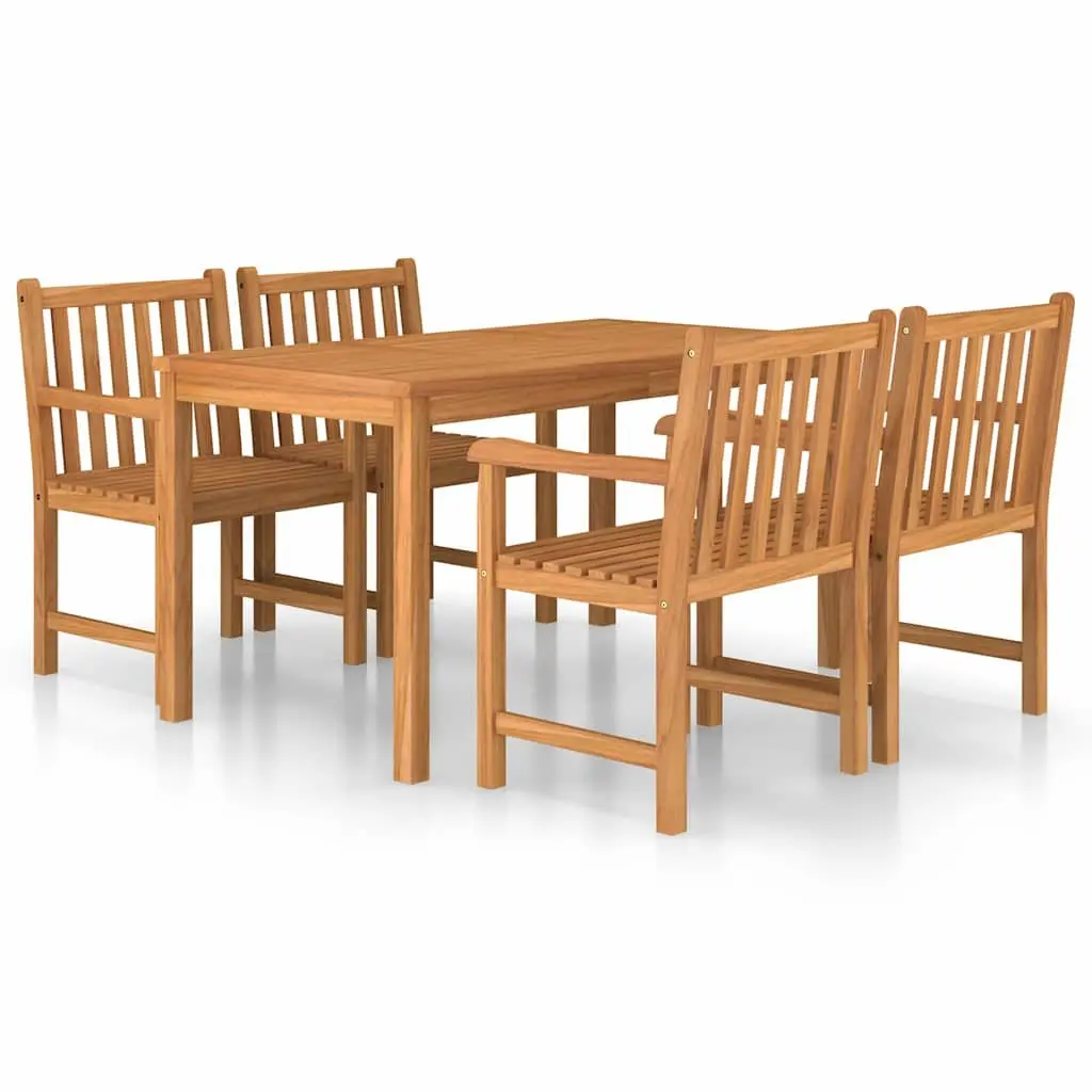 5 Piece Garden Dining Set Outdoor Furniture 140x80cm Teak Wood Brown