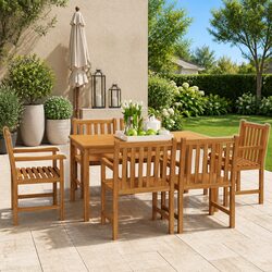 Stylish 7 Piece Teak Wood Dining Set for Outdoor Use