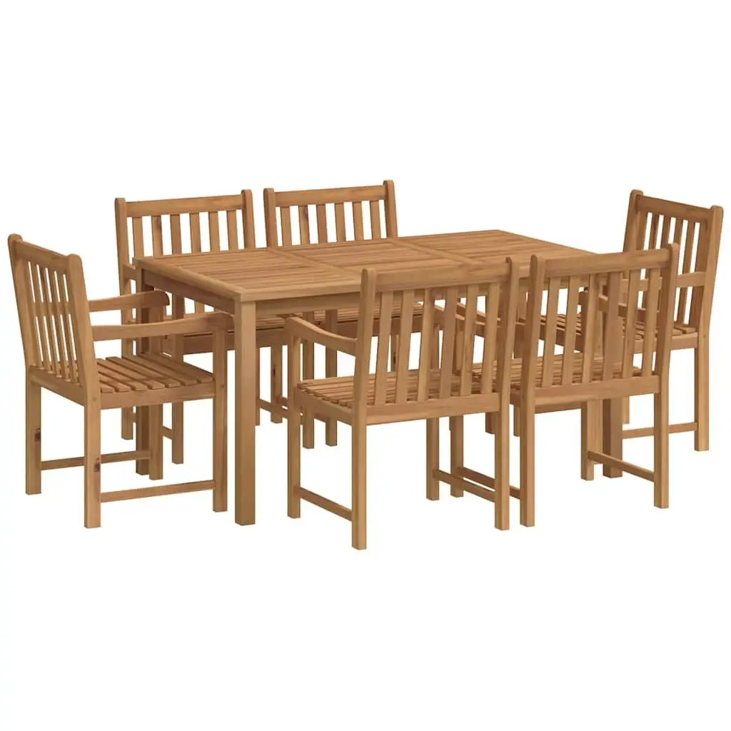 Garden Dining Set 7 Piece Outdoor Furniture Teak Wood Brown