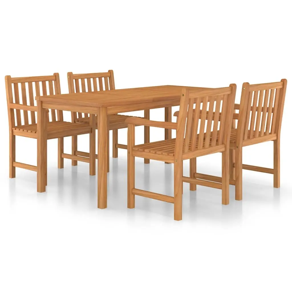 5 Piece Brown Teak Garden Dining Set