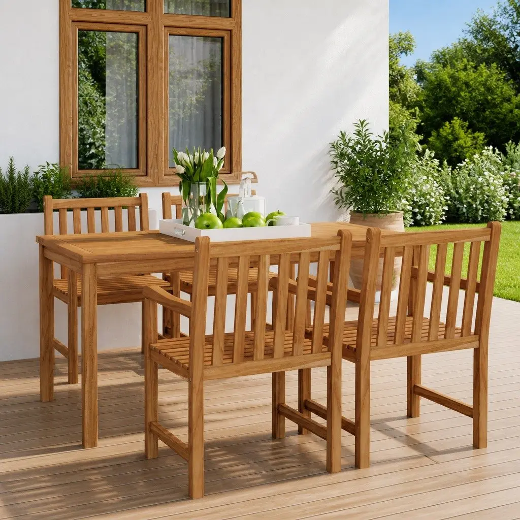 5-Piece Dining Set with Teak Wood