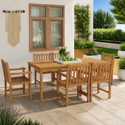 Reliable 7 Piece Teak Garden Dining Set for Lasting Use