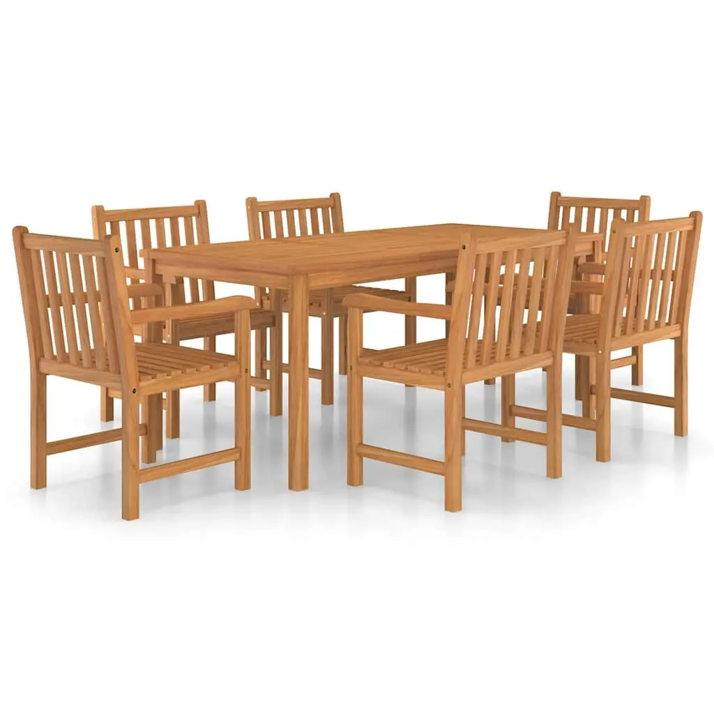 7 Piece Garden Dining Set Outdoor Furniture 180x90 cm Teak Wood Table Chairs Brown