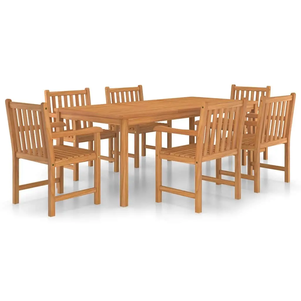 Outdoor Dining Set 7 Piece Garden Furniture Table Chairs Brown Teak Wood