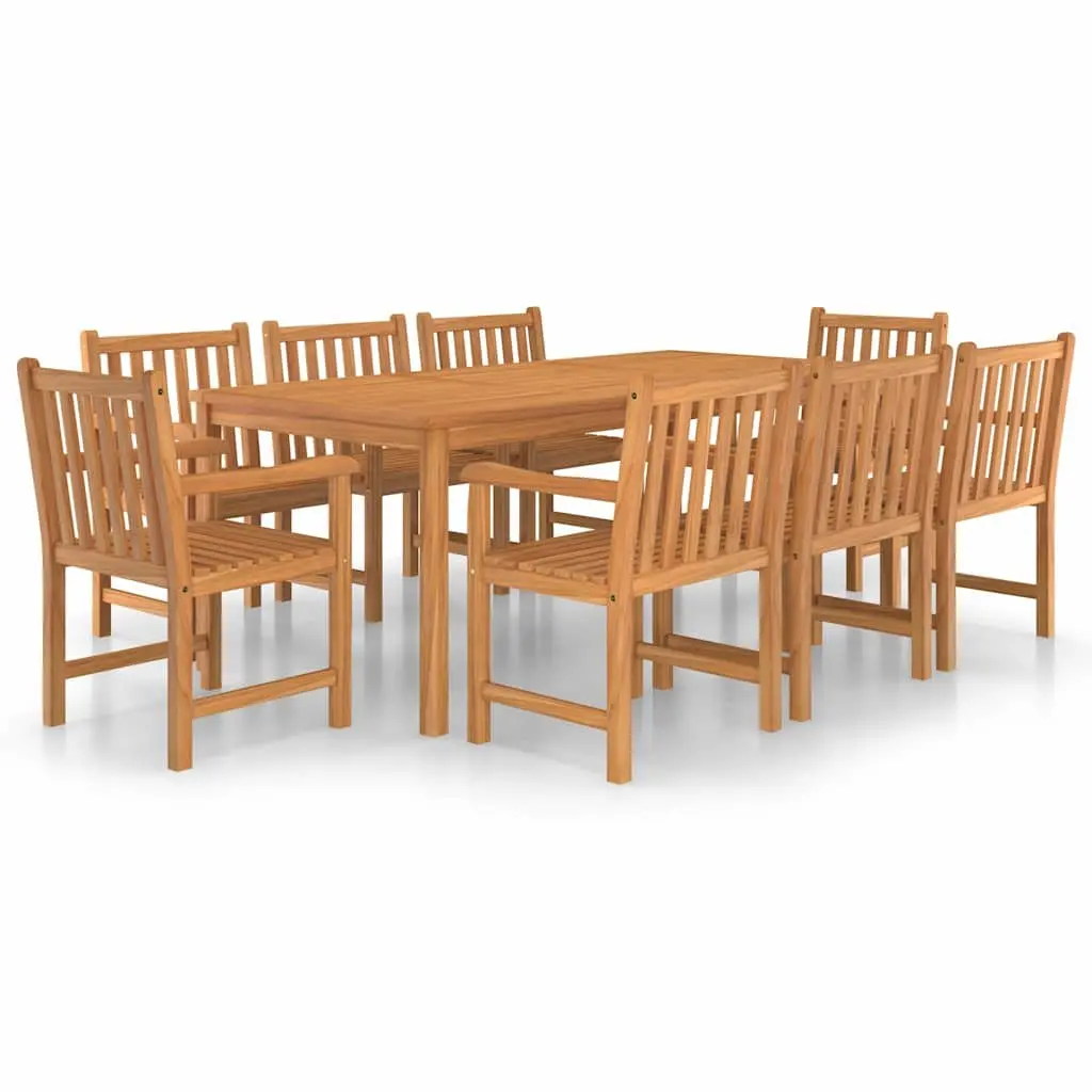 Garden Dining Set 9 Piece Outdoor Furniture Table Chairs Solid Teak Hardwood Brown