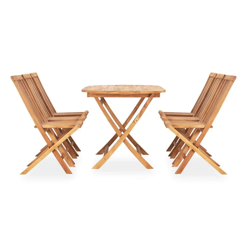 7 Piece Folding Outdoor Dining Set Teak Wood Table Chairs Garden Patio Furniture