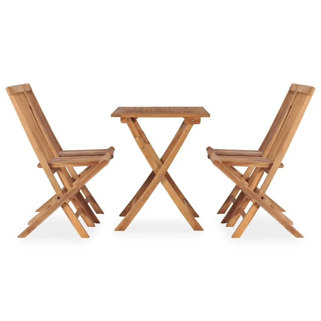 Folding Patio Dining Set Teak Wood Outdoor Furniture Brown 5 Piece