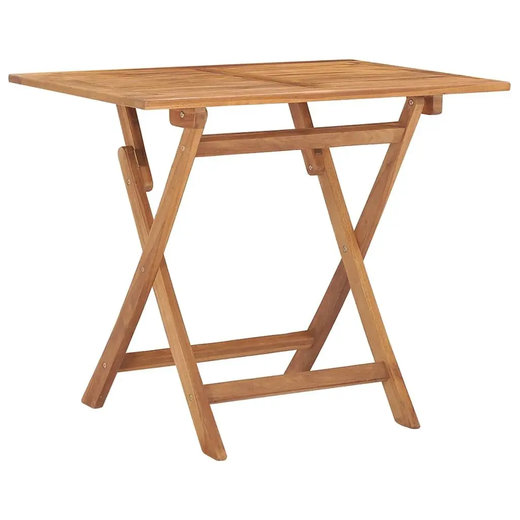 Folding Patio Dining Set Teak Wood Outdoor Furniture Brown 5 Piece