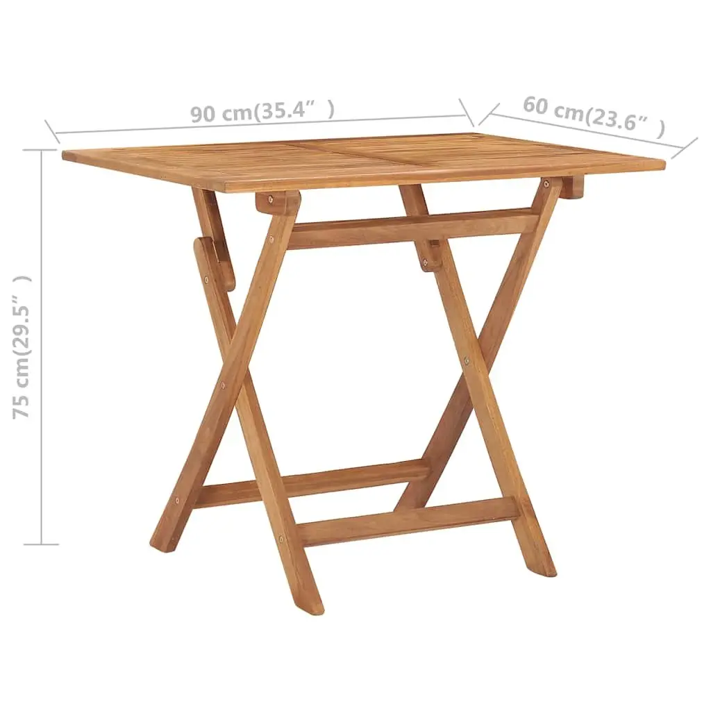 Folding Patio Dining Set Teak Wood Outdoor Furniture Brown 5 Piece