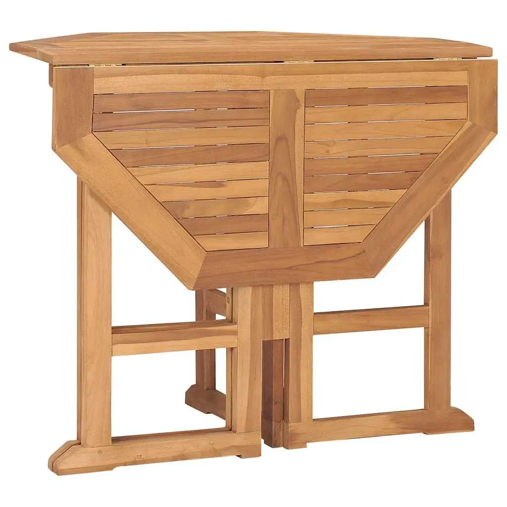 5 Piece Folding Outdoor Dining Set Teak Wood Garden Patio Table Chairs Brown