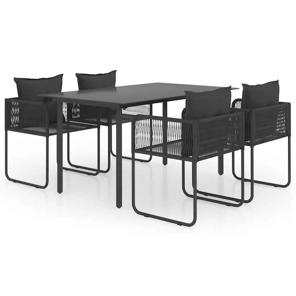 5 Piece Black Rattan Dining Set