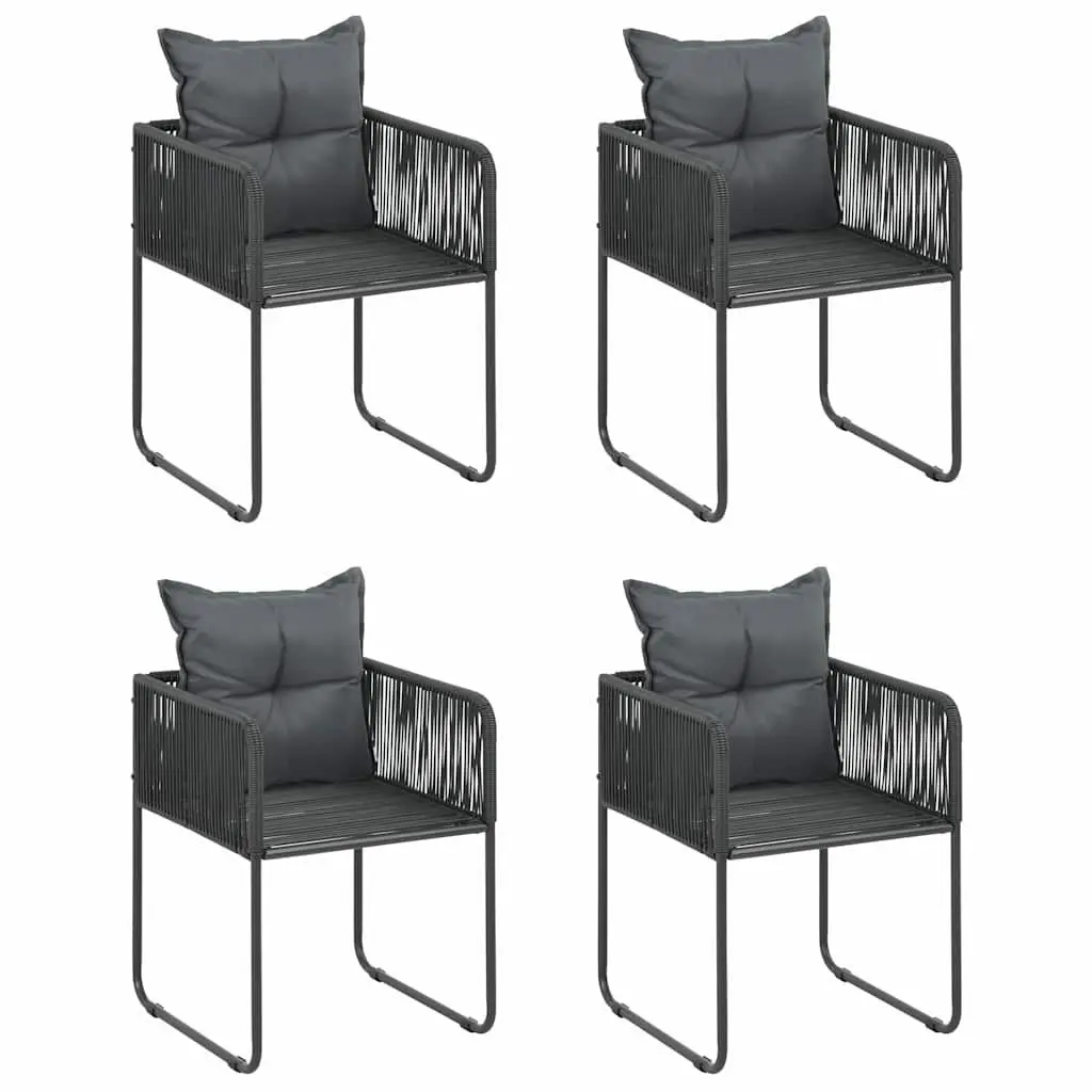 5 Piece Black Rattan Dining Set