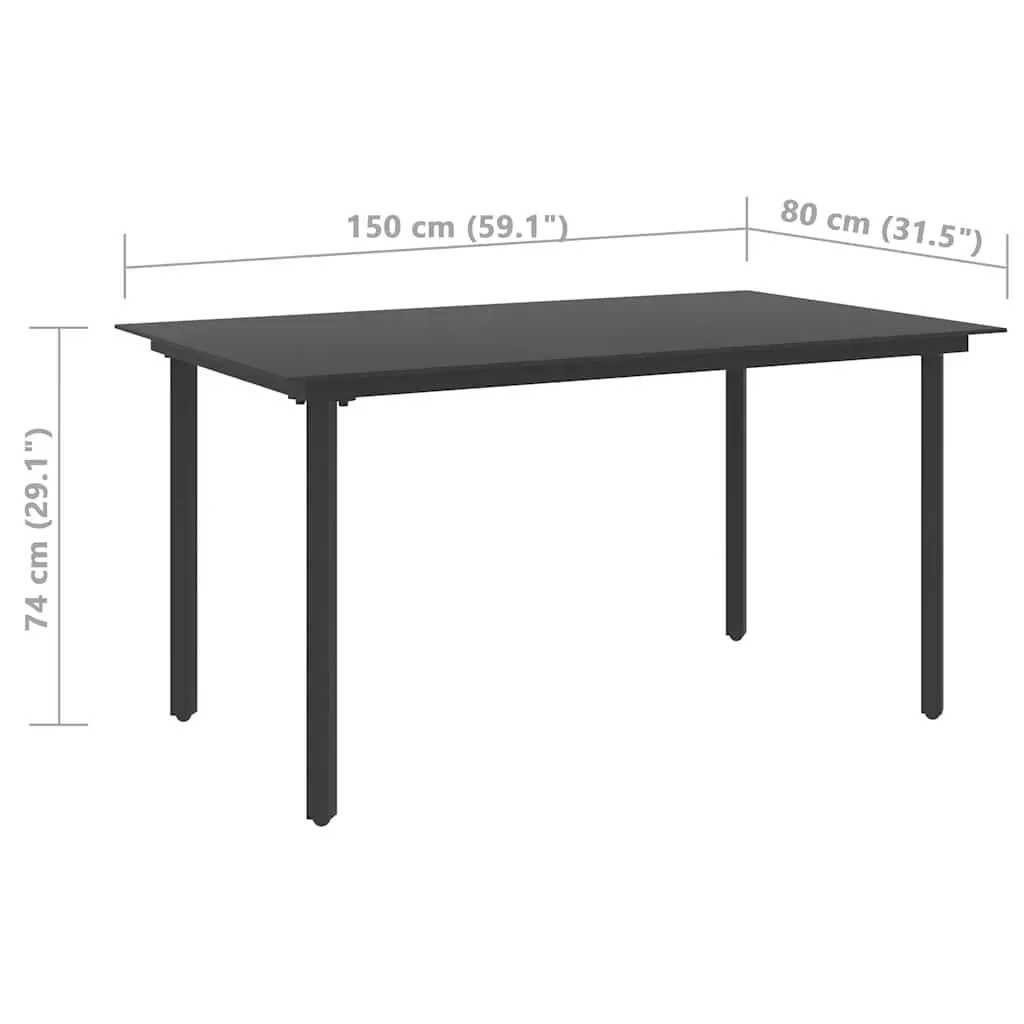 5 Piece Black Rattan Dining Set