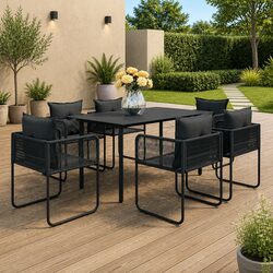Comfortable and Practical 7 Piece Black Rattan Set
