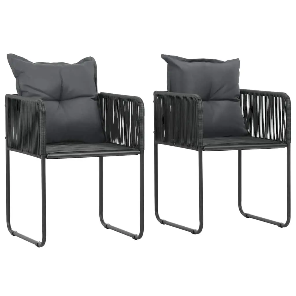 3 Piece Outdoor Dining Set Black Rattan Chair Table