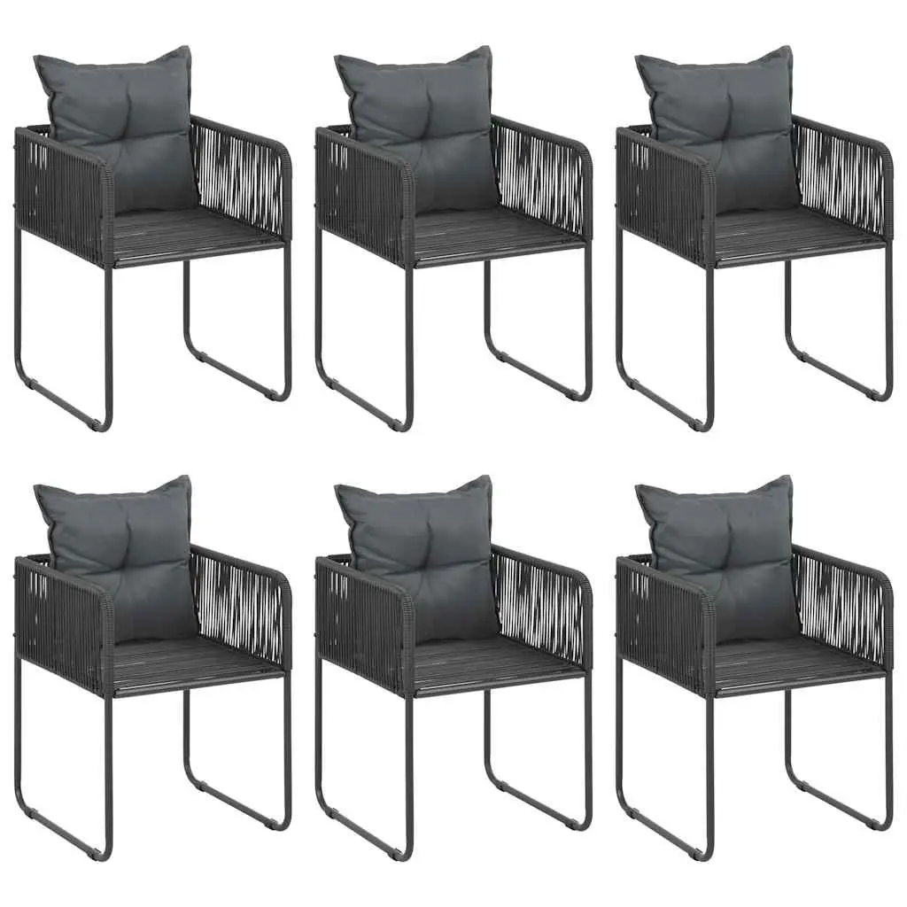 7 Piece Garden Dining Set Outdoor Patio Chair Table Rattan Black Furniture