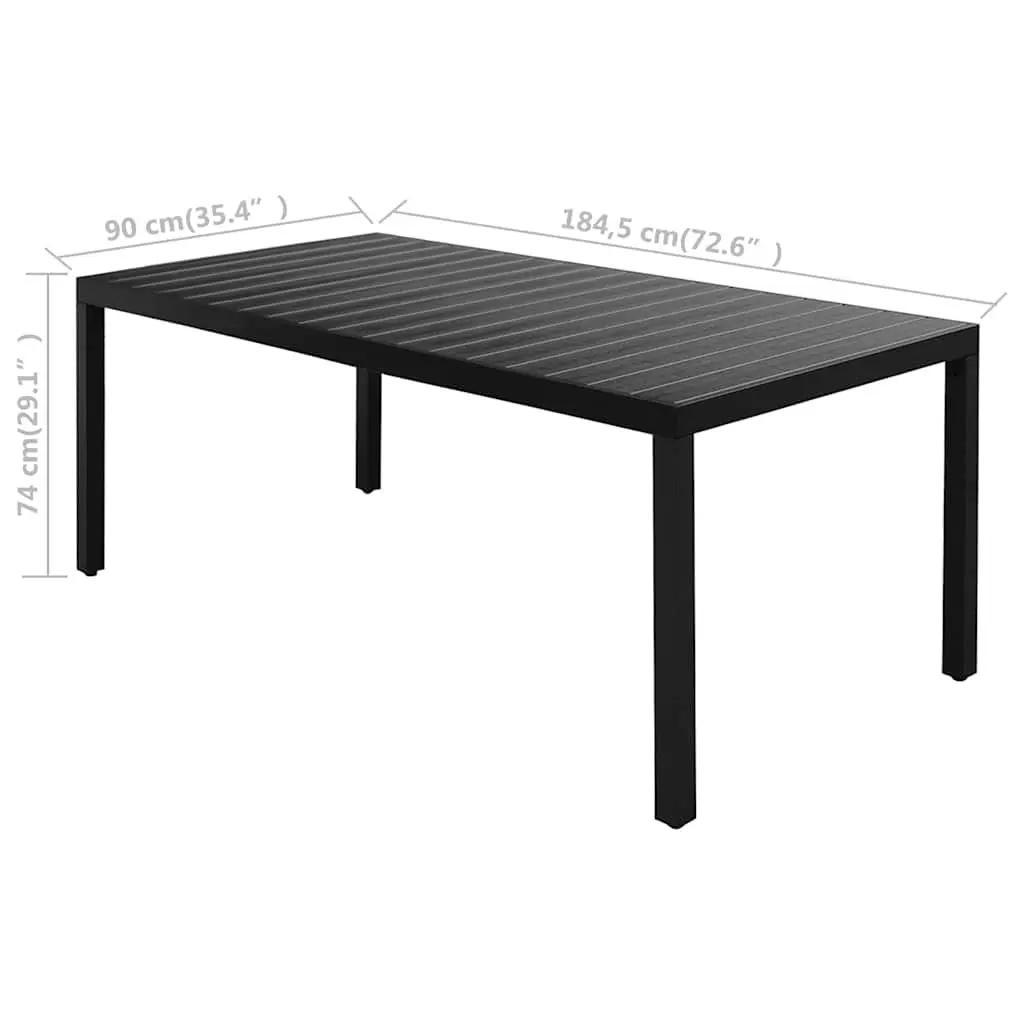 Outdoor Furniture Set 9 Piece Patio Dining Table with Eight Chairs Black