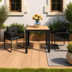 Comfortable and Practical 3 Piece Black Garden Dining Set