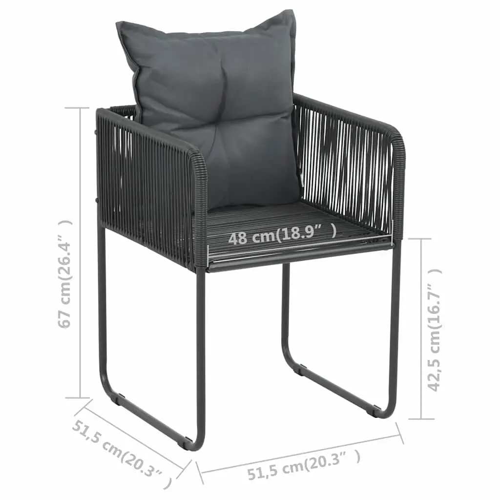 3 Piece Black Garden Dining Set