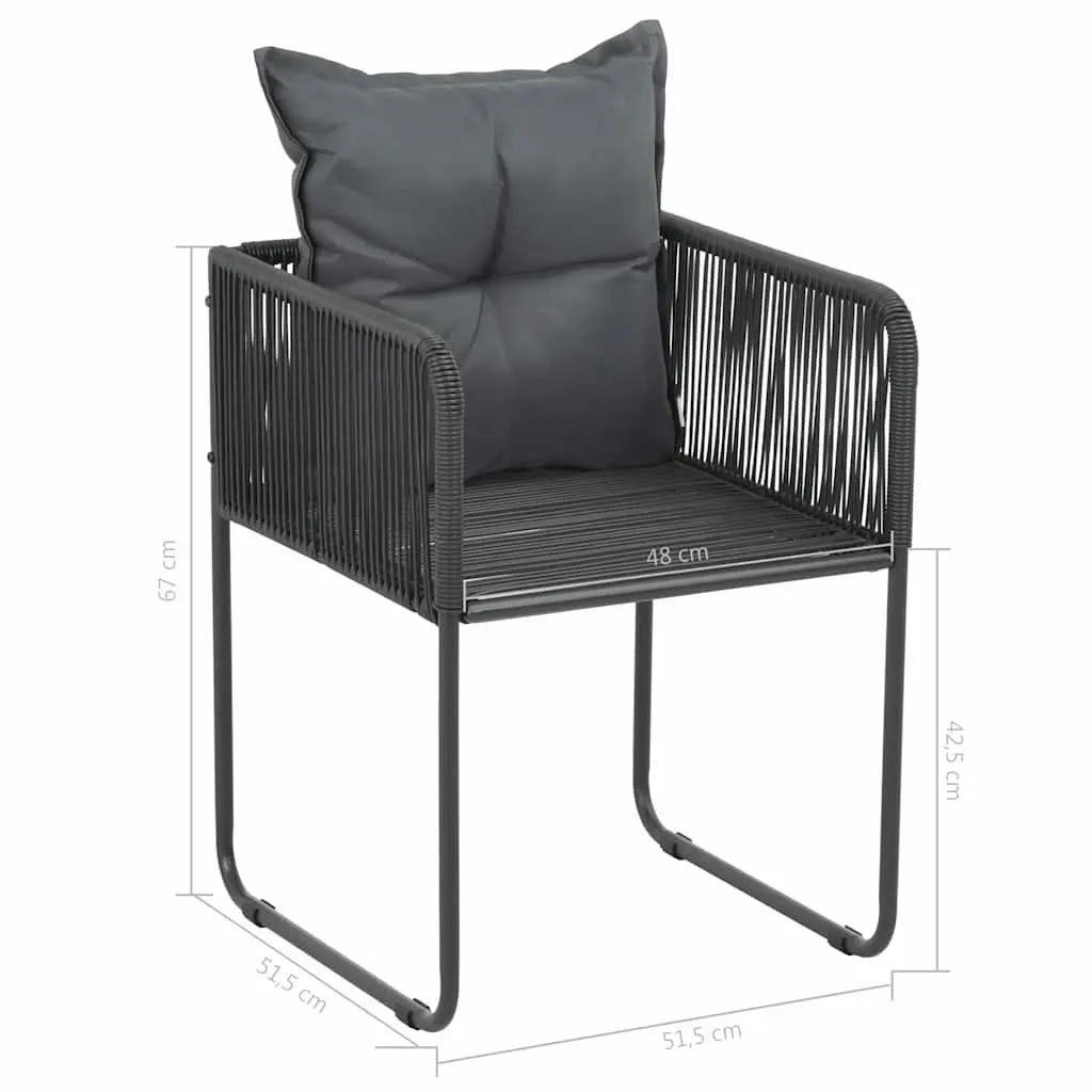 5 Piece Garden Dining Set Outdoor Patio Furniture Black Rattan Steel Chairs