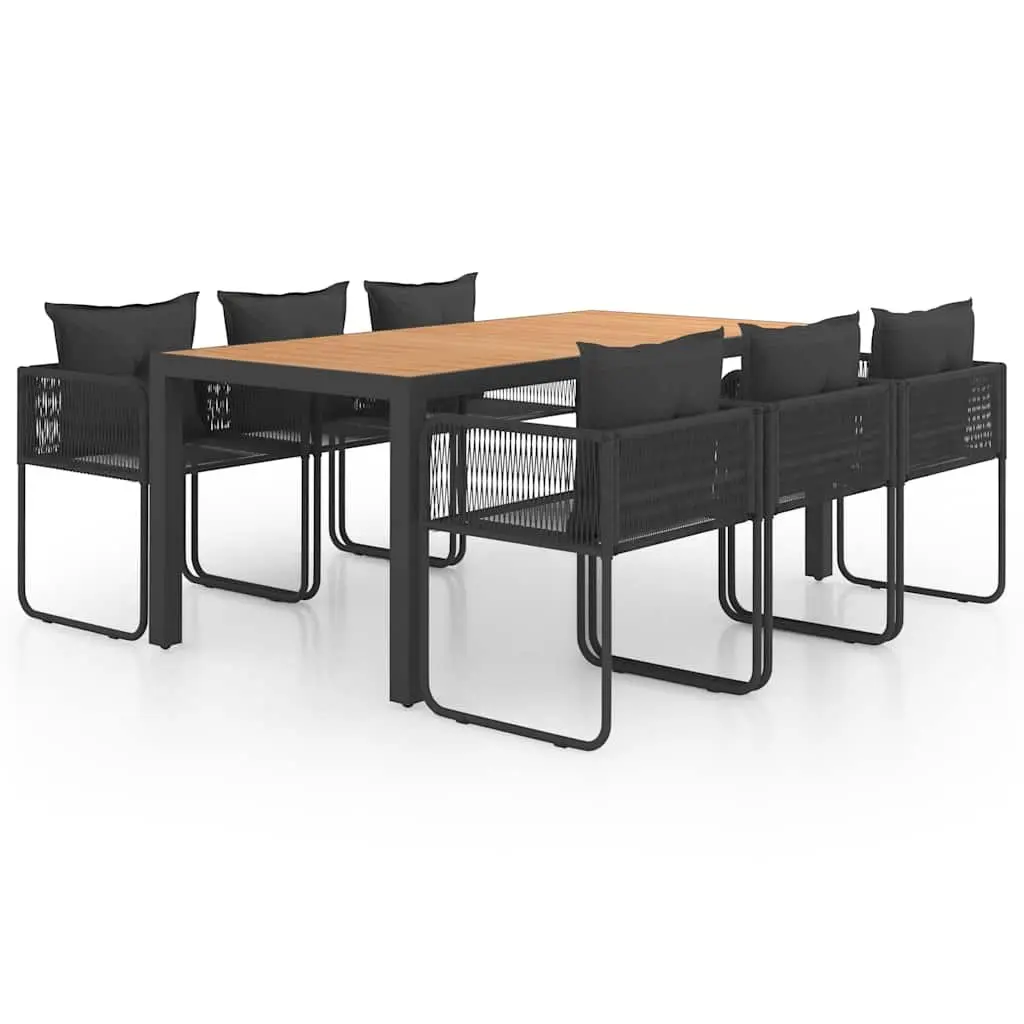 Outdoor Patio Furniture Set 7 Piece Dining Table and Chairs Black for Garden and Terrace