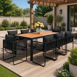 Stylish and Functional 9 Piece Rattan Garden Dining Set
