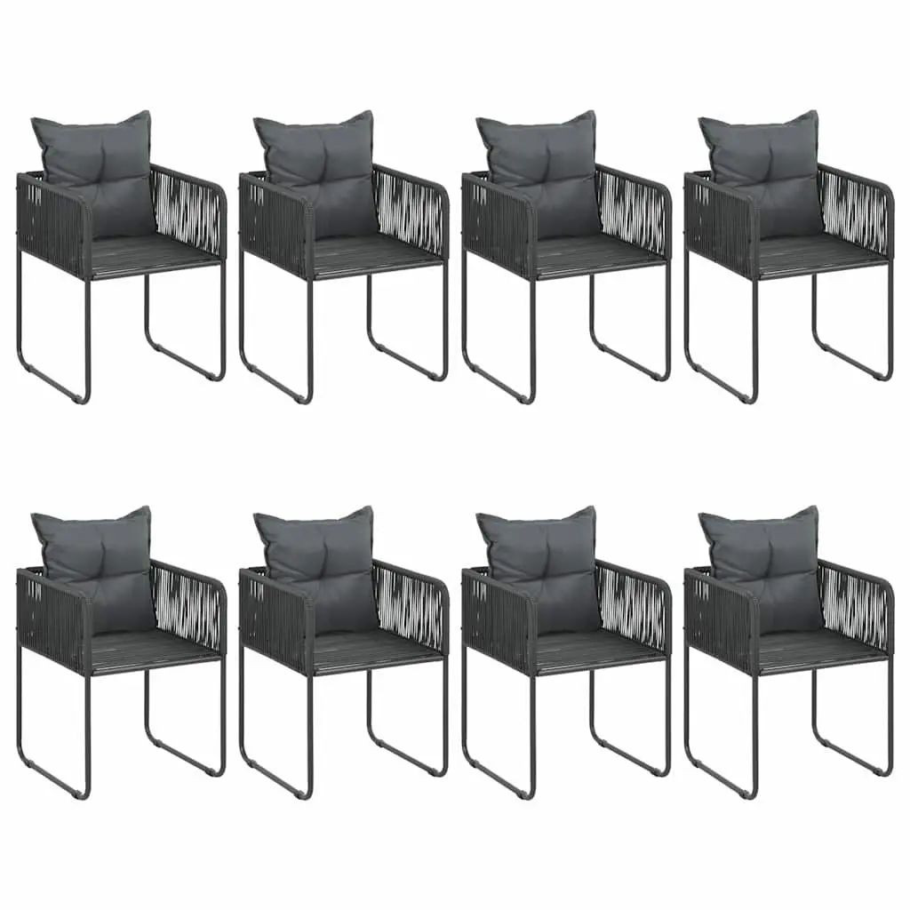 9 Piece Garden Dining Set Outdoor Patio Furniture Rattan Chairs Table Black