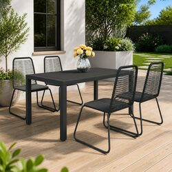Outdoor Garden Dining Set 5 Piece Patio Furniture Black Rattan Chair Table