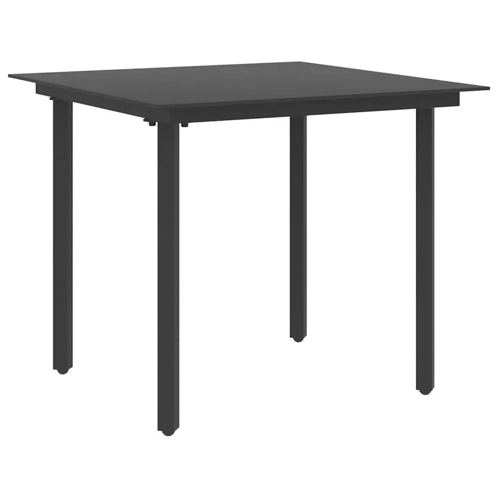 3 Piece Garden Dining Set Outdoor Patio Furniture Black Rattan Steel Frame