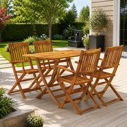 Value-Driven 5 Piece Folding Dining Set - Brown