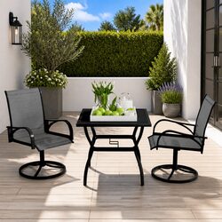 Reliable 3 Piece Grey Dining Set for Outdoor Use