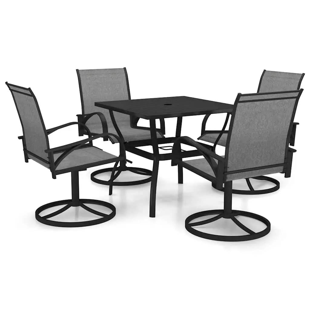 Outdoor Dining Set 5 Piece Garden Table Chairs Steel Textilene Grey