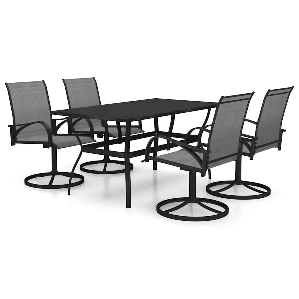 Garden Dining Set 5 Piece Outdoor Table Chair Grey Steel Textilene