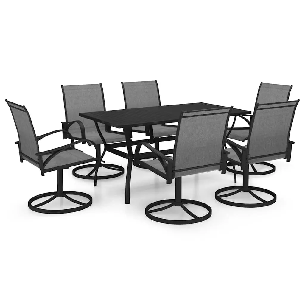 7 Piece Outdoor Garden Dining Set Table Chairs Steel Textilene Grey