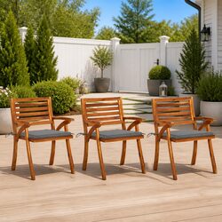 Reliable Outdoor Dining Chairs Set with Grey Cushions