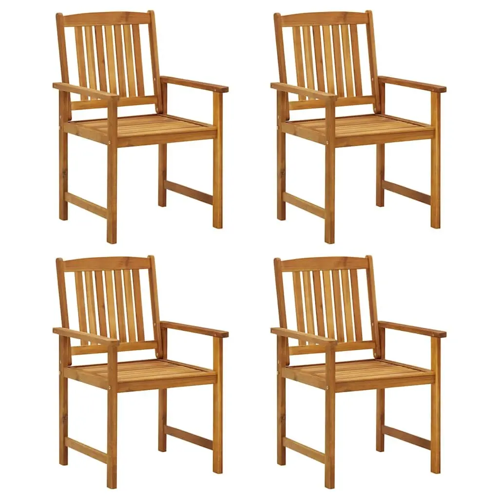 Outdoor Garden Chairs Set of 4 Grey Cushions Slatted Wooden Seating