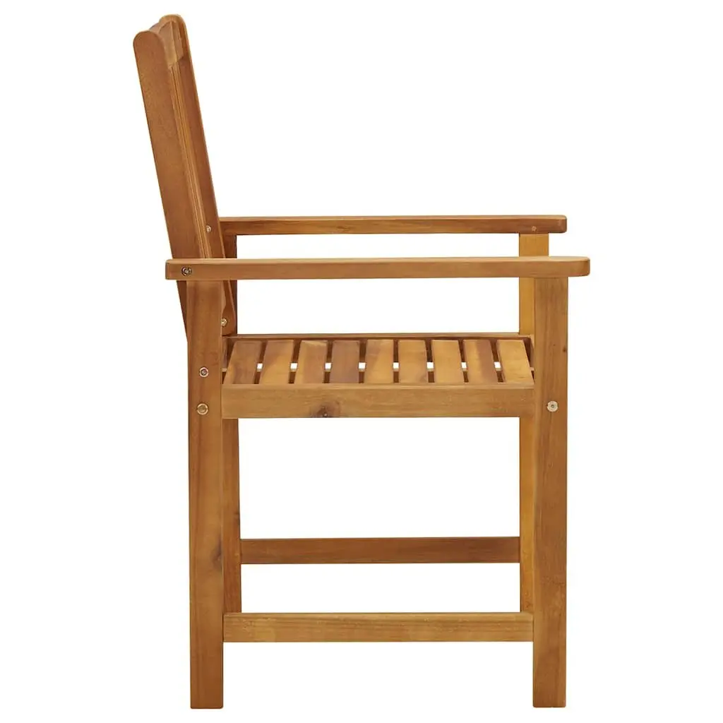 Outdoor Garden Chairs Set of 4 Grey Cushions Slatted Wooden Seating